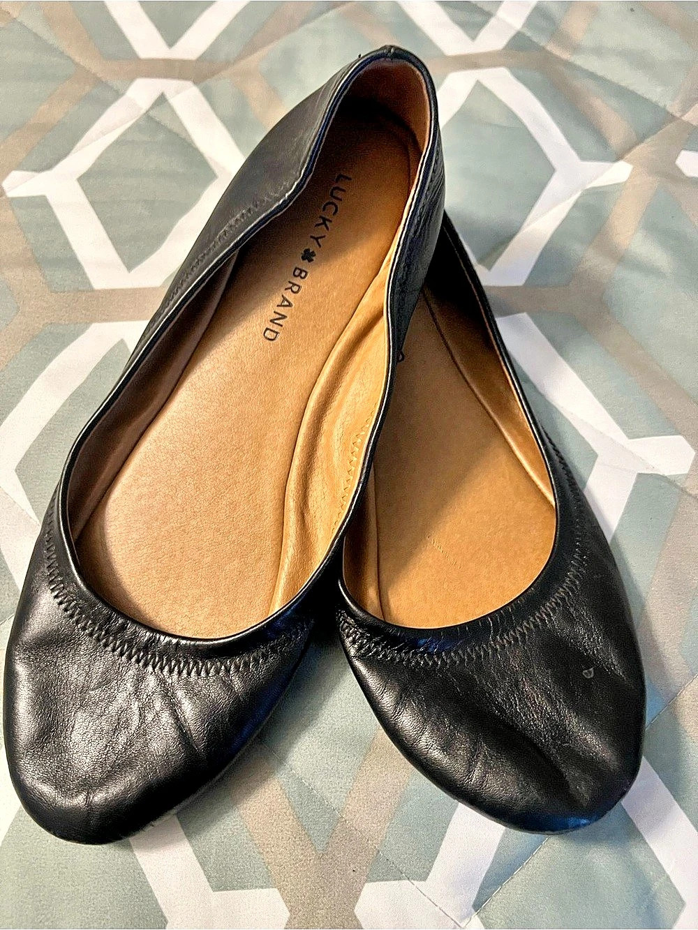Lucky Brand LP-ERIN Leather Ballet Flats Black US 10M